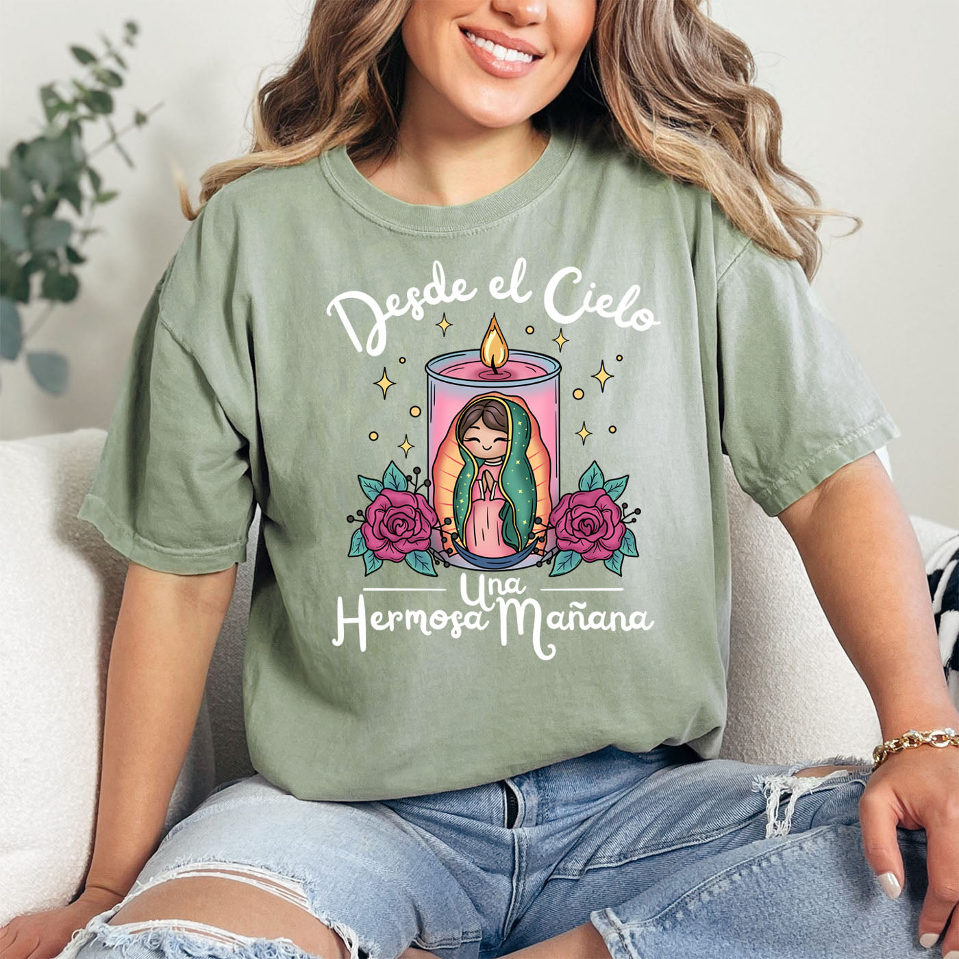 Virgencita Candle (Inverted) Comfort Colors T-Shirt