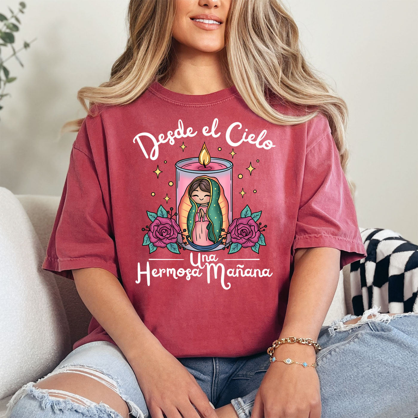 Virgencita Candle (Inverted) Comfort Colors T-Shirt