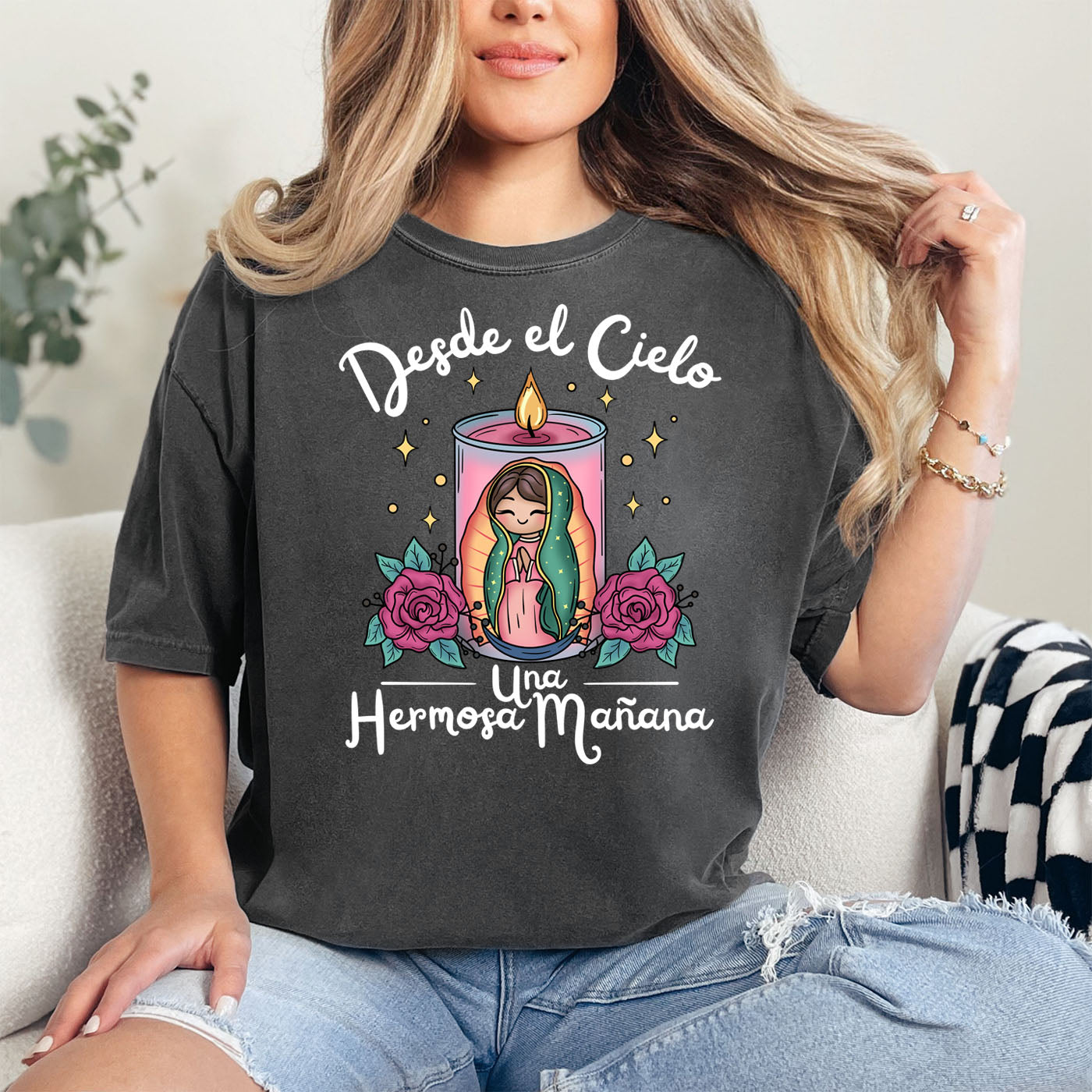 Virgencita Candle (Inverted) Comfort Colors T-Shirt