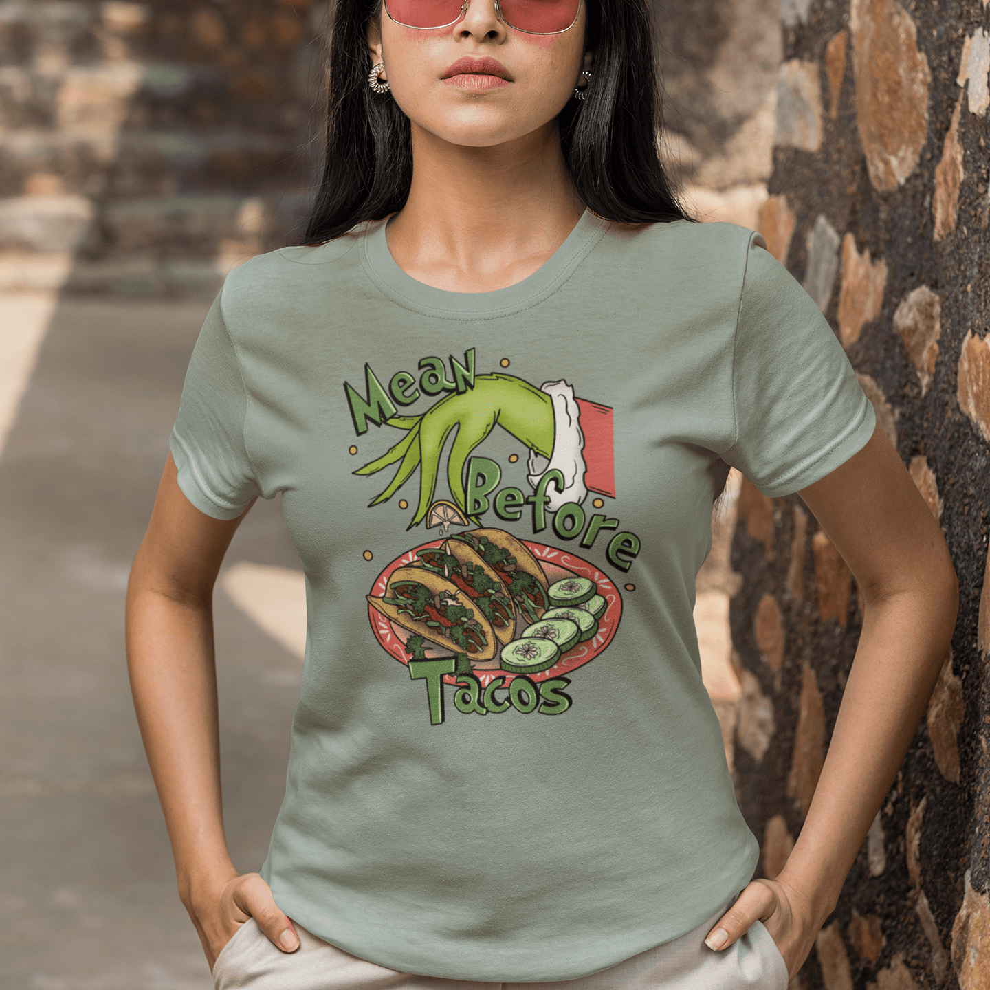 Mean Before Tacos T-Shirt - Casita Bonita Creations